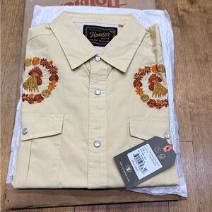 Howler Brothers Tan Embroidered Rooster Shirt - Medium - NWT
